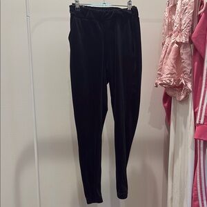 Elegant Black Velvet Women's Pants W/ Pockets